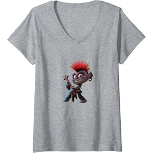 image:imageWomens Trolls World Tour  Queen Barb VNeck TShirtHeather Grey