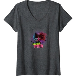 image:imageWomens Trolls World Tour  Scary Pair VNeck TShirtDark Heather Grey