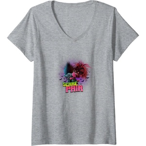 image:imageWomens Trolls World Tour  Scary Pair VNeck TShirtHeather Grey