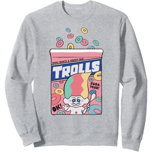 image:imageClassic Trolls Crazy Hearts amp Perfect Hair Sweatshirt SweatshirtHeather Grey