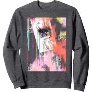 image:imageClassic Trolls Flower Crown Troll Crewneck Sweatshirt SweatshirtDark Heather Grey