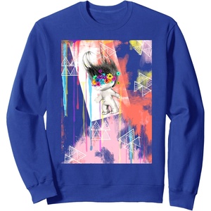image:imageClassic Trolls Flower Crown Troll Crewneck Sweatshirt SweatshirtRoyal Blue