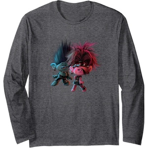 image:imageTrolls World Tour  Branch and Poppy Float Long Sleeve TShirtDark Heather Grey