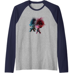 image:imageTrolls World Tour  Branch and Poppy Float Raglan Baseball TeeNavy BlueAthletic Heather