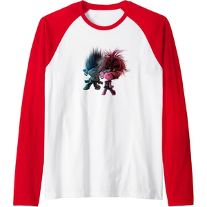 image:imageTrolls World Tour  Branch and Poppy Float Raglan Baseball TeeRedWhite