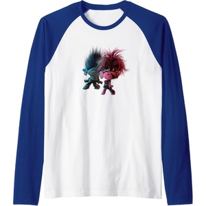 image:imageTrolls World Tour  Branch and Poppy Float Raglan Baseball TeeRoyal BlueWhite