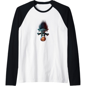 image:imageTrolls World Tour  Branch and Pumpkin Raglan Baseball TeeBlackWhite