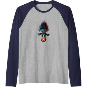 image:imageTrolls World Tour  Branch and Pumpkin Raglan Baseball TeeNavy BlueAthletic Heather