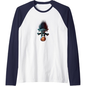 image:imageTrolls World Tour  Branch and Pumpkin Raglan Baseball TeeNavy BlueWhite