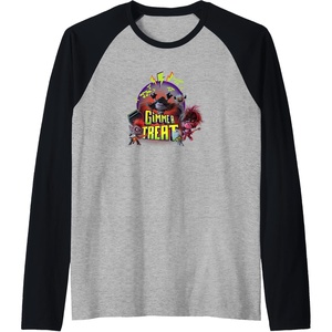 image:imageTrolls World Tour  Gimme A Treat Raglan Baseball TeeBlackAthletic Heather