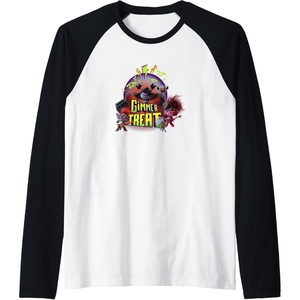 image:imageTrolls World Tour  Gimme A Treat Raglan Baseball TeeBlackWhite
