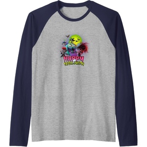 image:imageTrolls World Tour  Happy Trolloween Raglan Baseball TeeNavy BlueAthletic Heather
