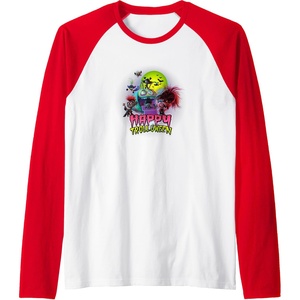 image:imageTrolls World Tour  Happy Trolloween Raglan Baseball TeeRedWhite