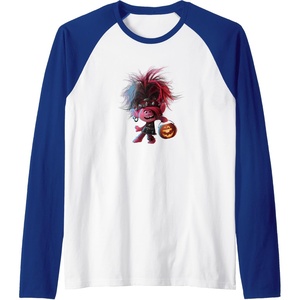 image:imageTrolls World Tour  Poppy amp Pumpkin Raglan Baseball TeeRoyal BlueWhite