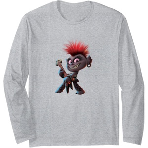 image:imageTrolls World Tour  Queen Barb Long Sleeve TShirtHeather Grey