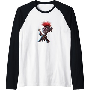 image:imageTrolls World Tour  Queen Barb Raglan Baseball TeeBlackWhite