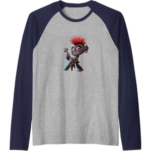 image:imageTrolls World Tour  Queen Barb Raglan Baseball TeeNavy BlueAthletic Heather