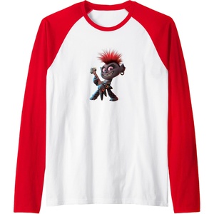 image:imageTrolls World Tour  Queen Barb Raglan Baseball TeeRedWhite