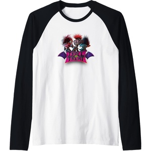 image:imageTrolls World Tour  Troll Or Treat Raglan Baseball TeeBlackWhite