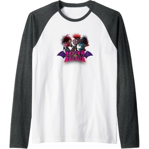image:imageTrolls World Tour  Troll Or Treat Raglan Baseball TeeDark Heather GreyWhite
